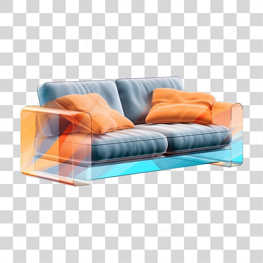 Sofá com Almofadas PNG Transparente