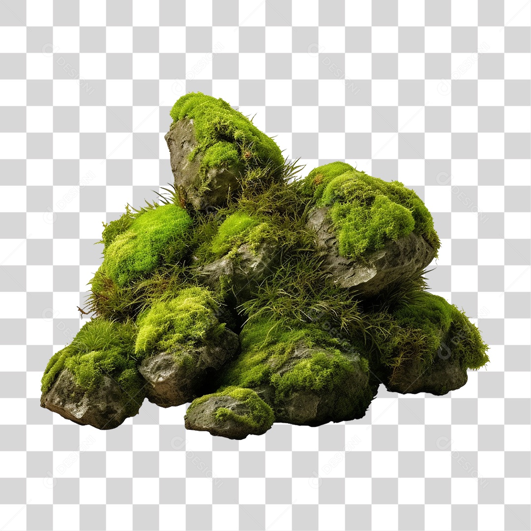 Pedra Rocha com Musgos PNG Transparente