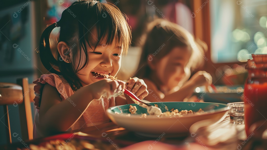 Lindas crianças se alimentando