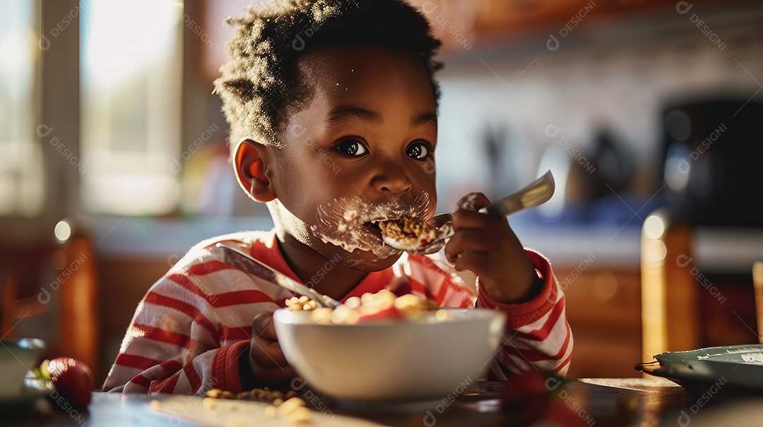 Linda criança se alimentando