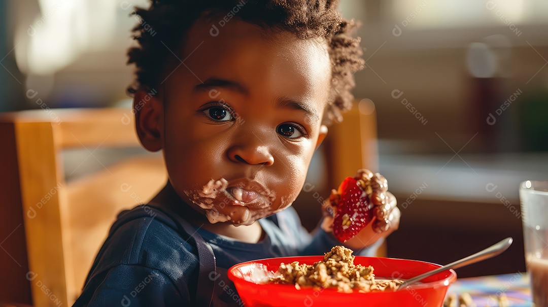 Linda criança se alimentando
