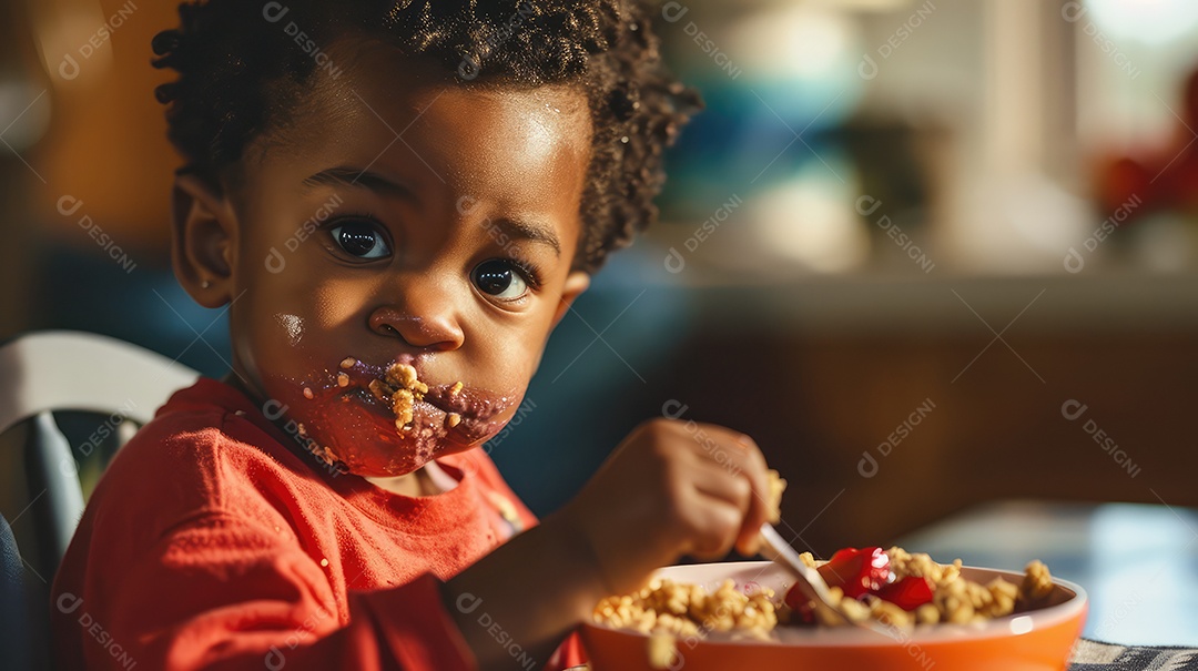 Linda criança se alimentando