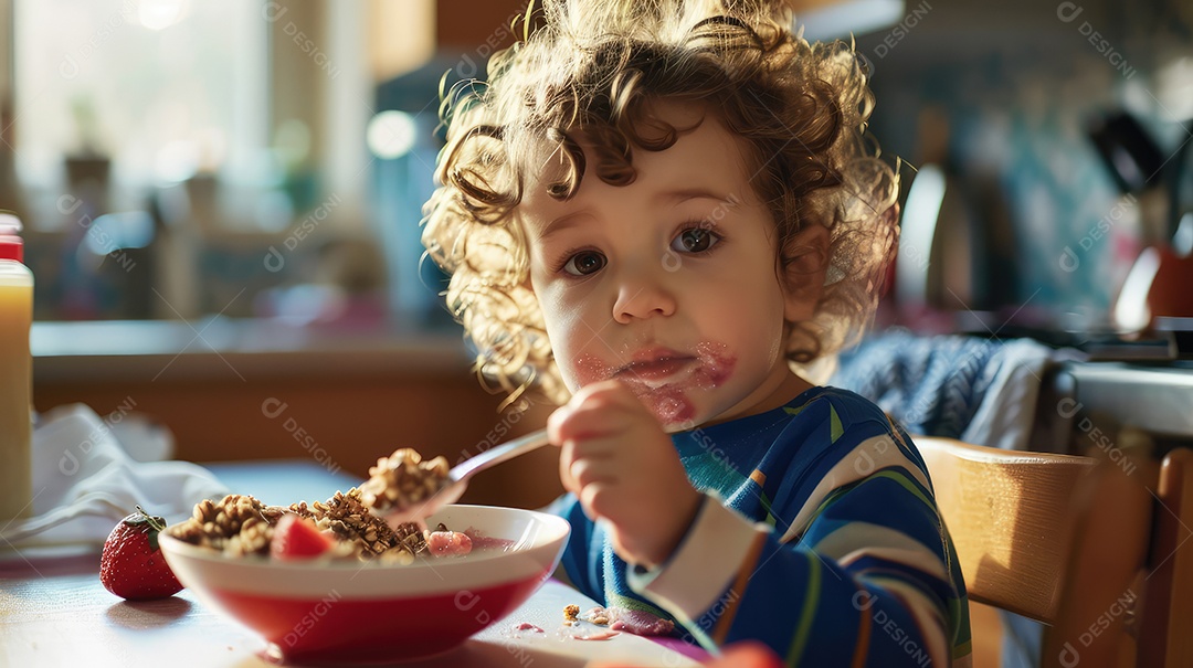 Linda criança se alimentando