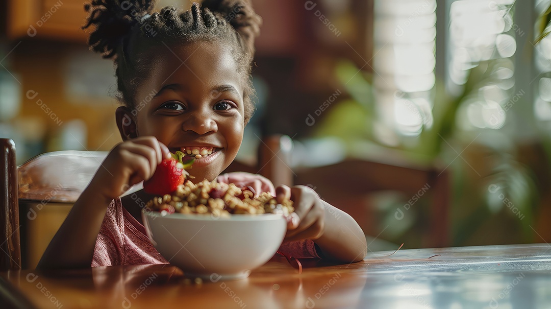 Linda criança se alimentando