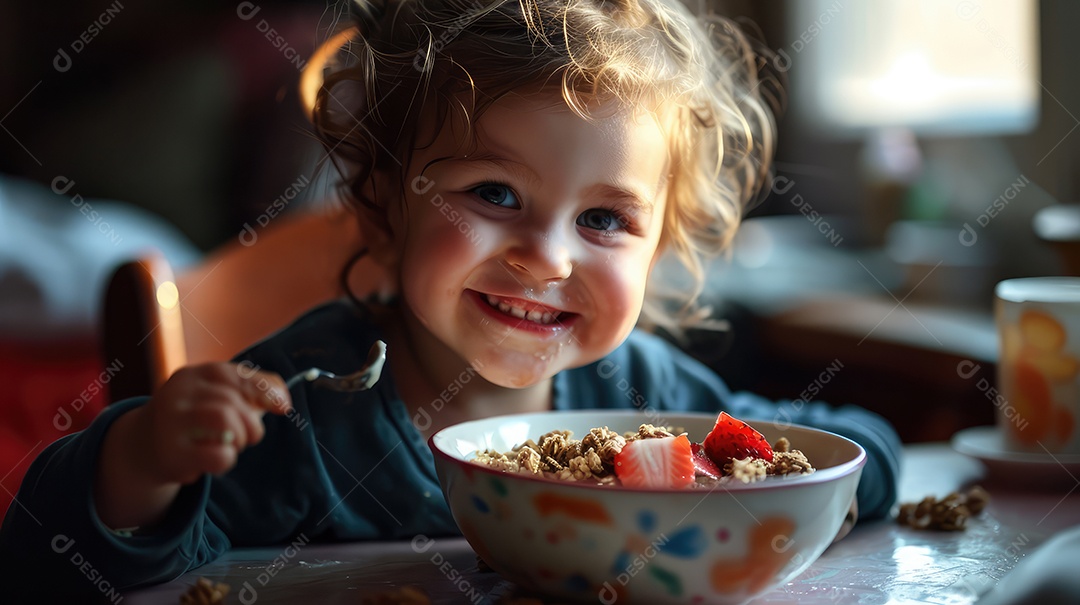 Comida sobre uma tigela de vidro em uma mesa de madeira