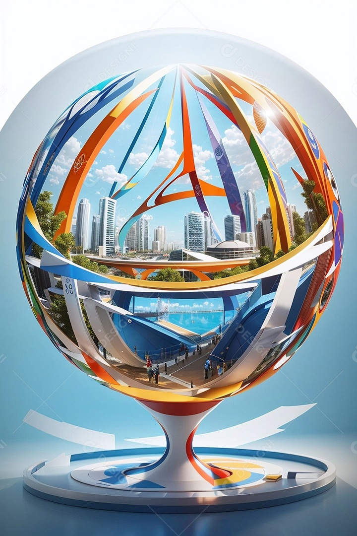 Jogo das Olimpíadas  uma renderização 3D de uma ilustração conceitual da esfera esportiva IA generativa