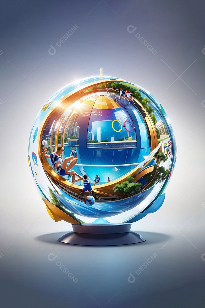Jogo das Olimpíadas  uma renderização 3D de uma ilustração conceitual da esfera esportiva IA generativa