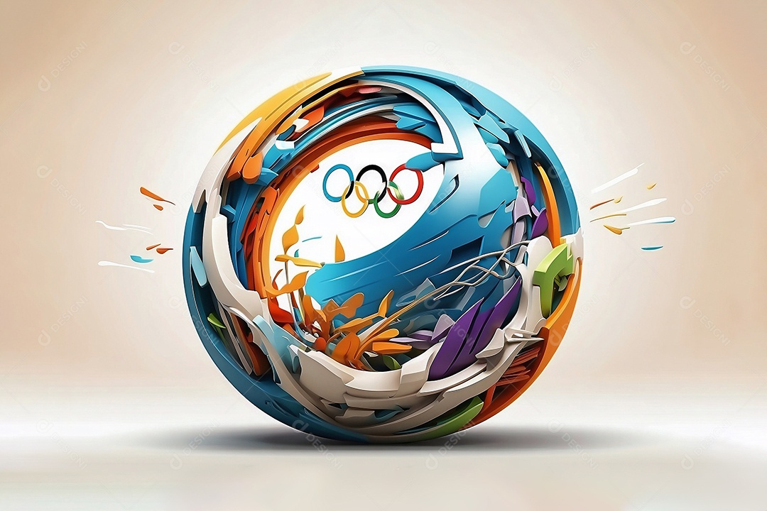 Jogo das Olimpíadas  uma renderização 3D de uma ilustração conceitual da esfera esportiva IA generativa