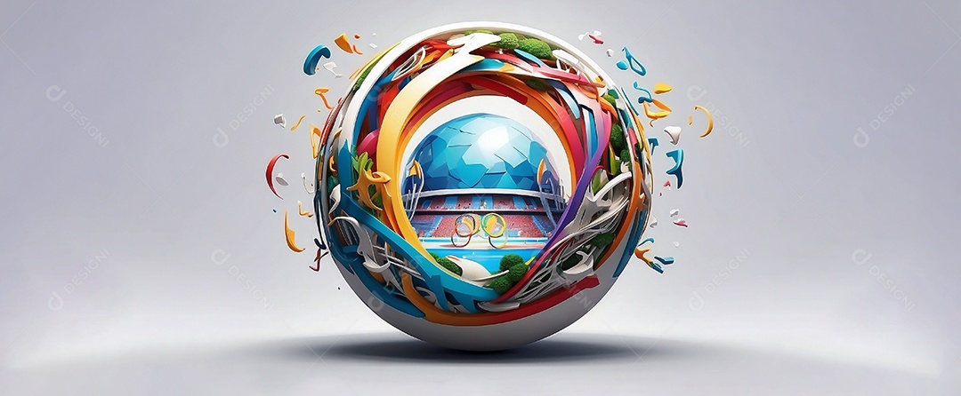 Jogo das Olimpíadas  uma renderização 3D de uma ilustração conceitual da esfera esportiva IA generativa