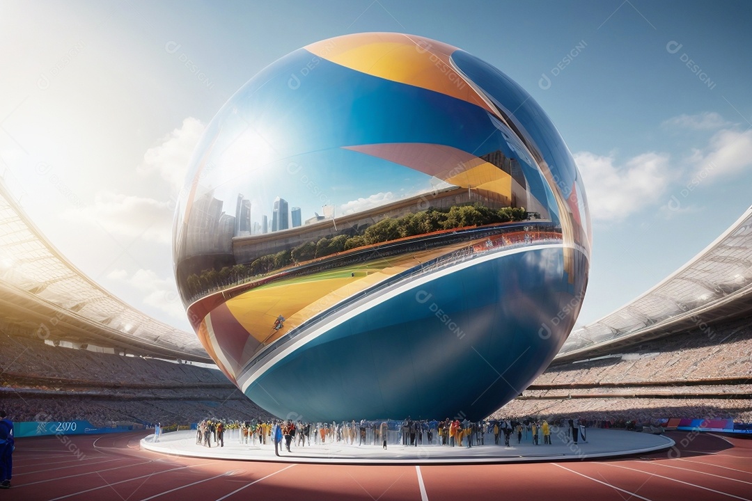 Jogo das Olimpíadas  uma renderização 3D de uma ilustração conceitual da esfera esportiva IA generativa