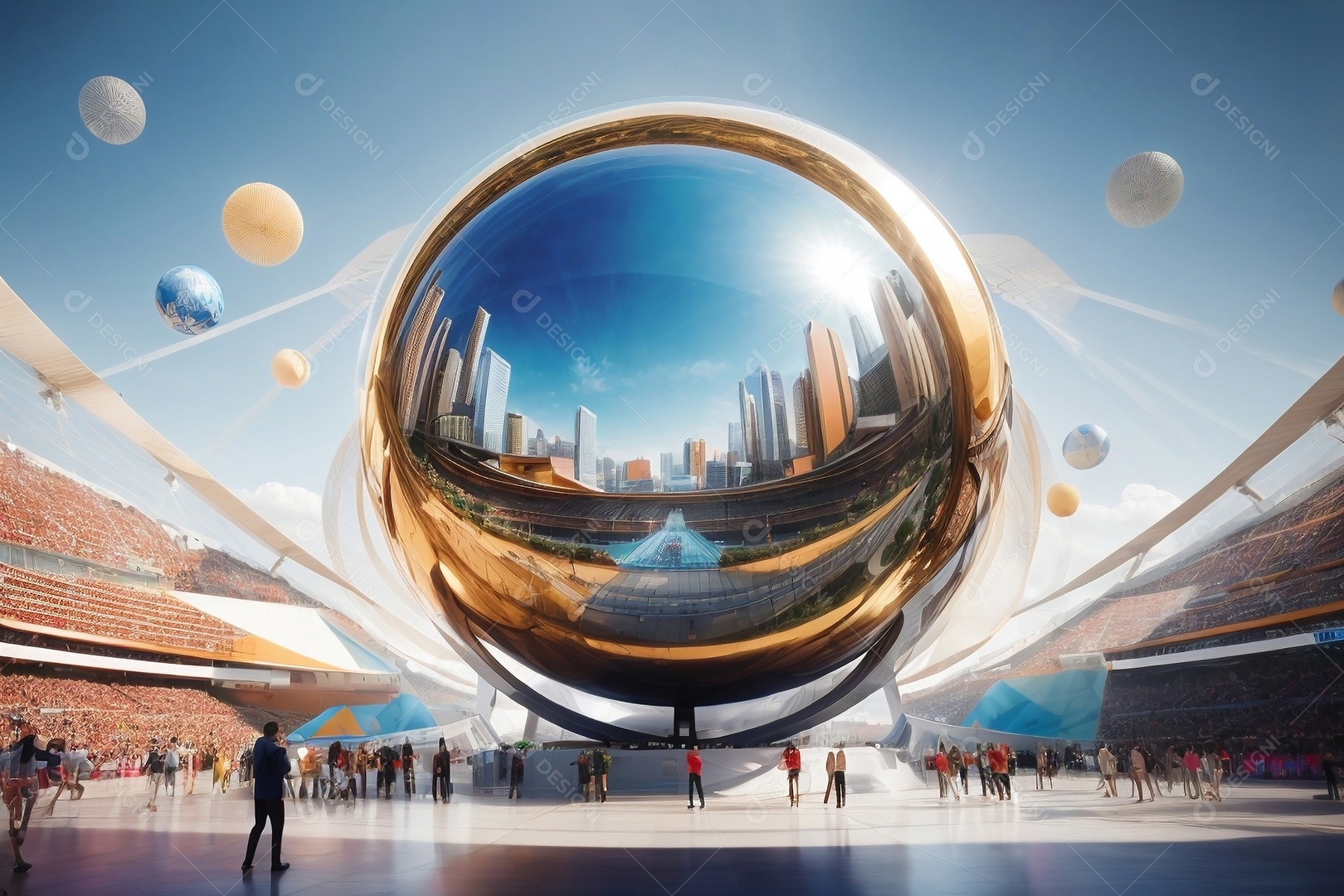 Jogo das Olimpíadas  uma renderização 3D de uma ilustração conceitual da esfera esportiva IA generativa