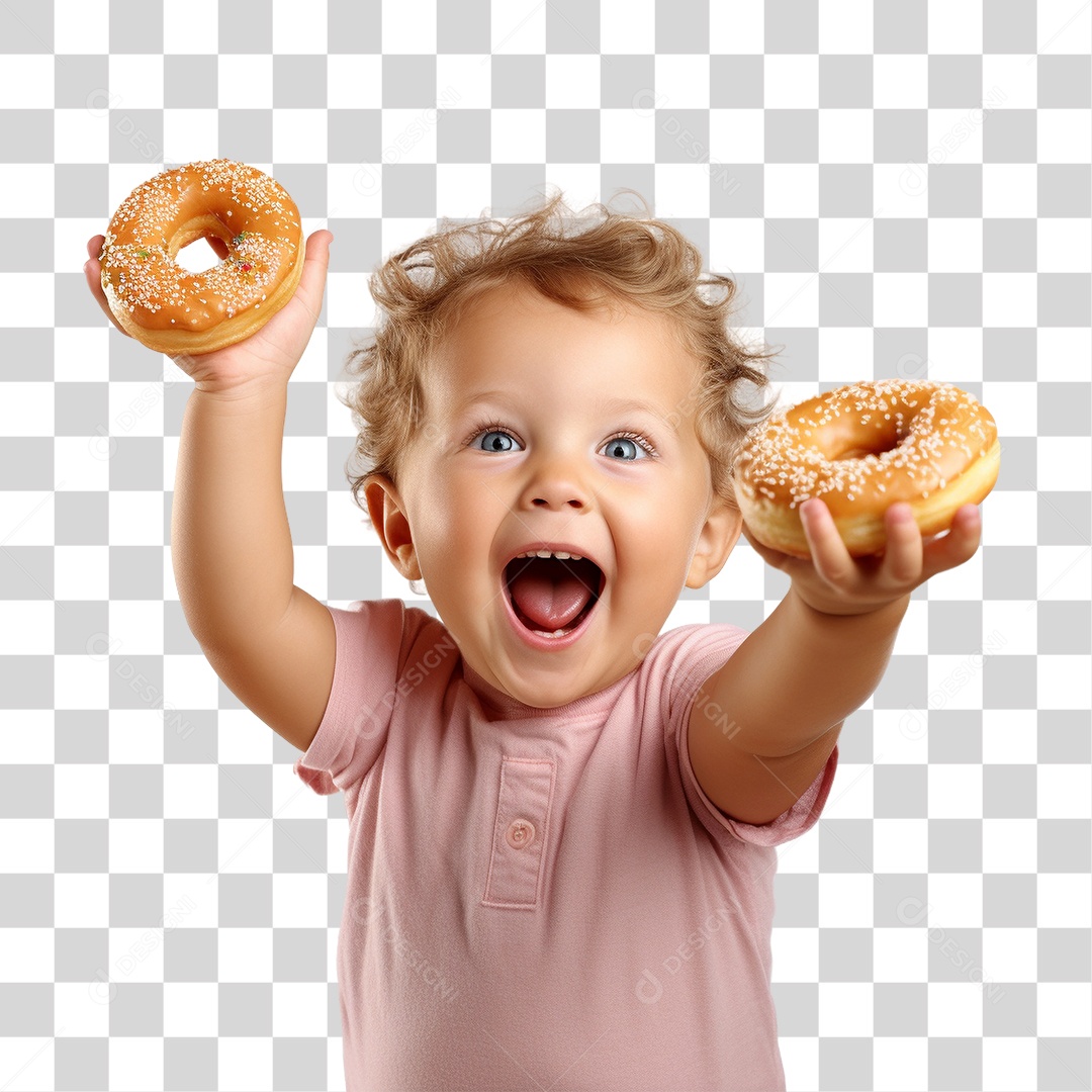 Menino com Roscas Nuggts PNG Transparente