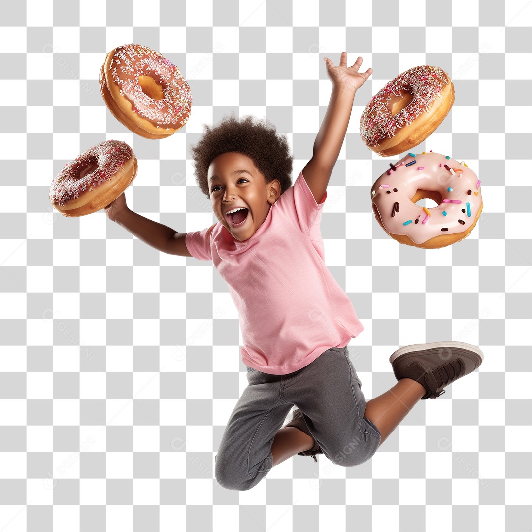 Menino com Roscas Nuggets PNG Transparente