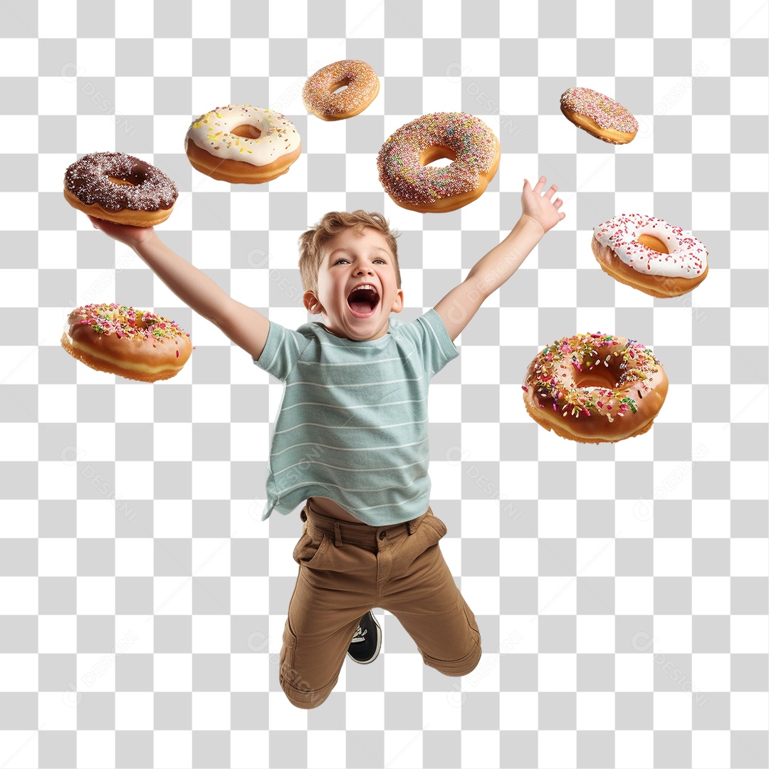 Menino com Roscas Nuggets PNG Transparente