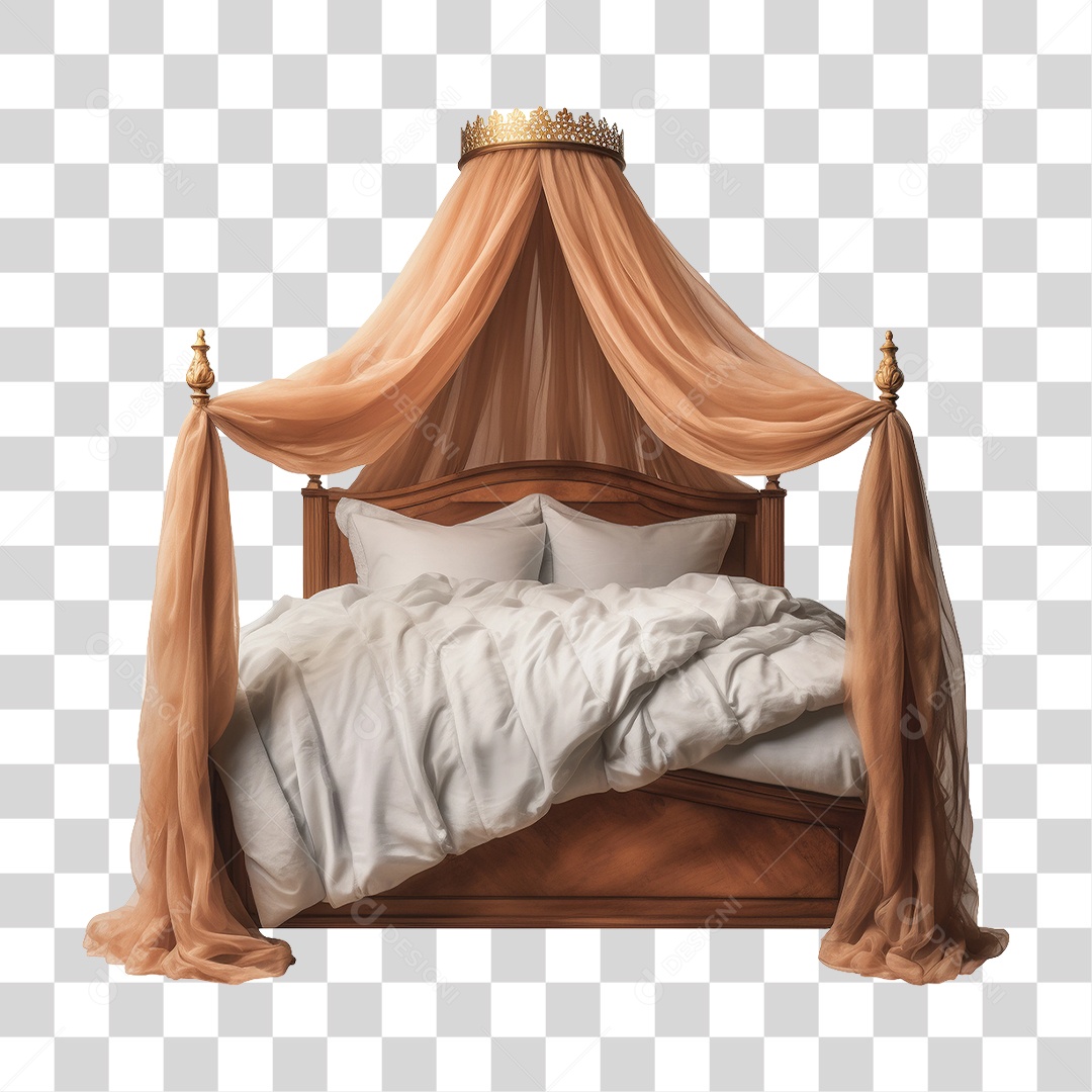 Cama com Travesseiro e Cobertas PNG Transparente