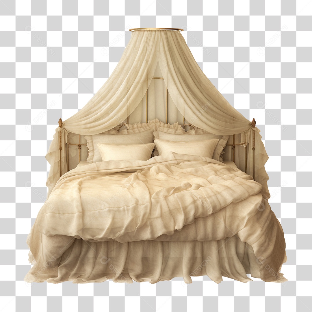 Cama com Travesseiro e Cobertas PNG Transparente