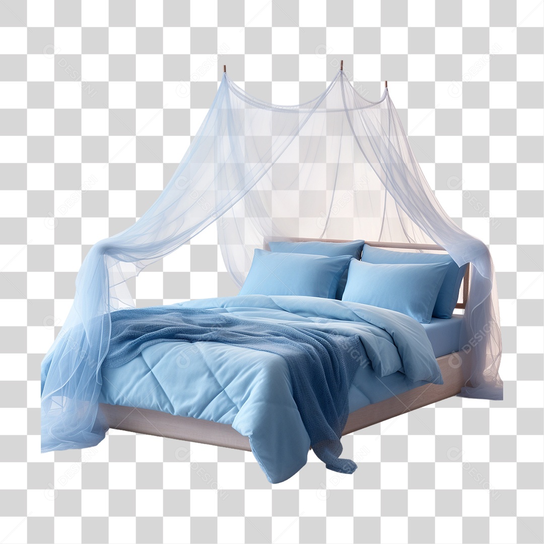 Cama com Travesseiro e Cobertas PNG Transparente