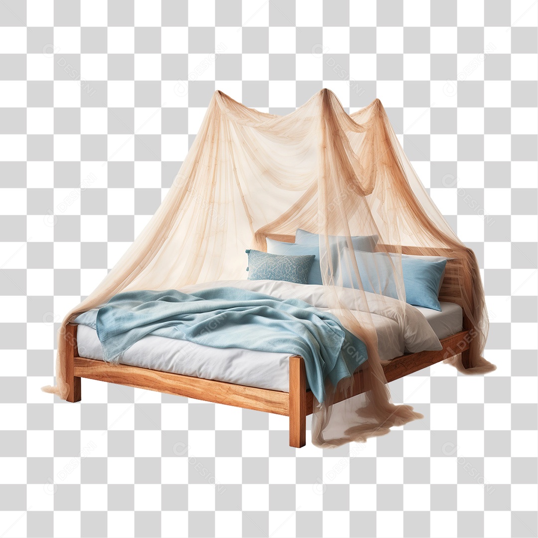 Cama com Travesseiro e Cobertas PNG Transparente