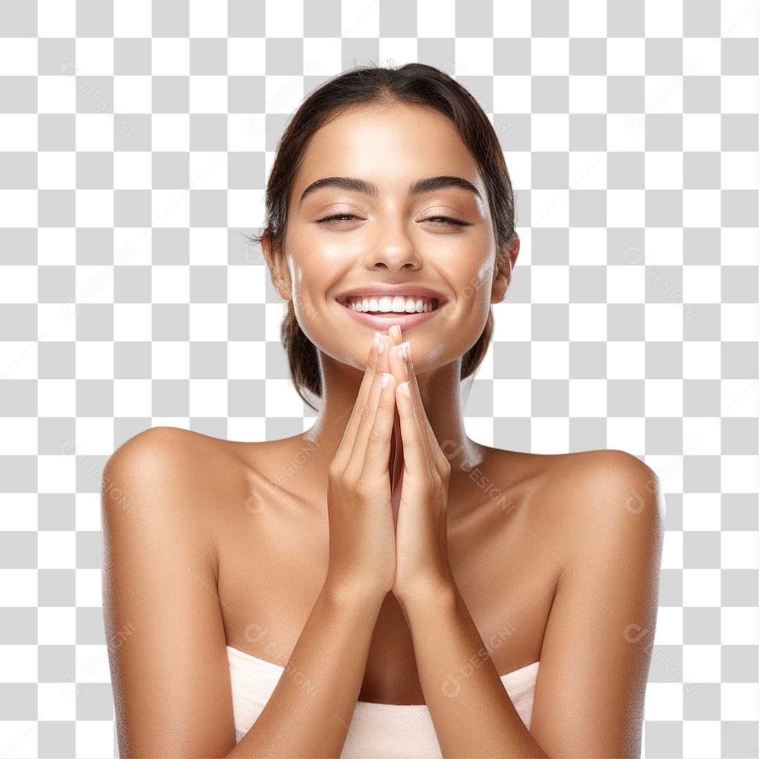 Mulher com a Pele Limpa Feliz PNG Transparente