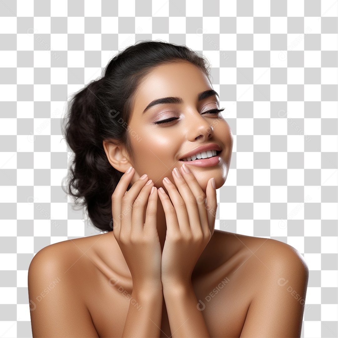 Mulher com a Pele Limpa Feliz PNG Transparente