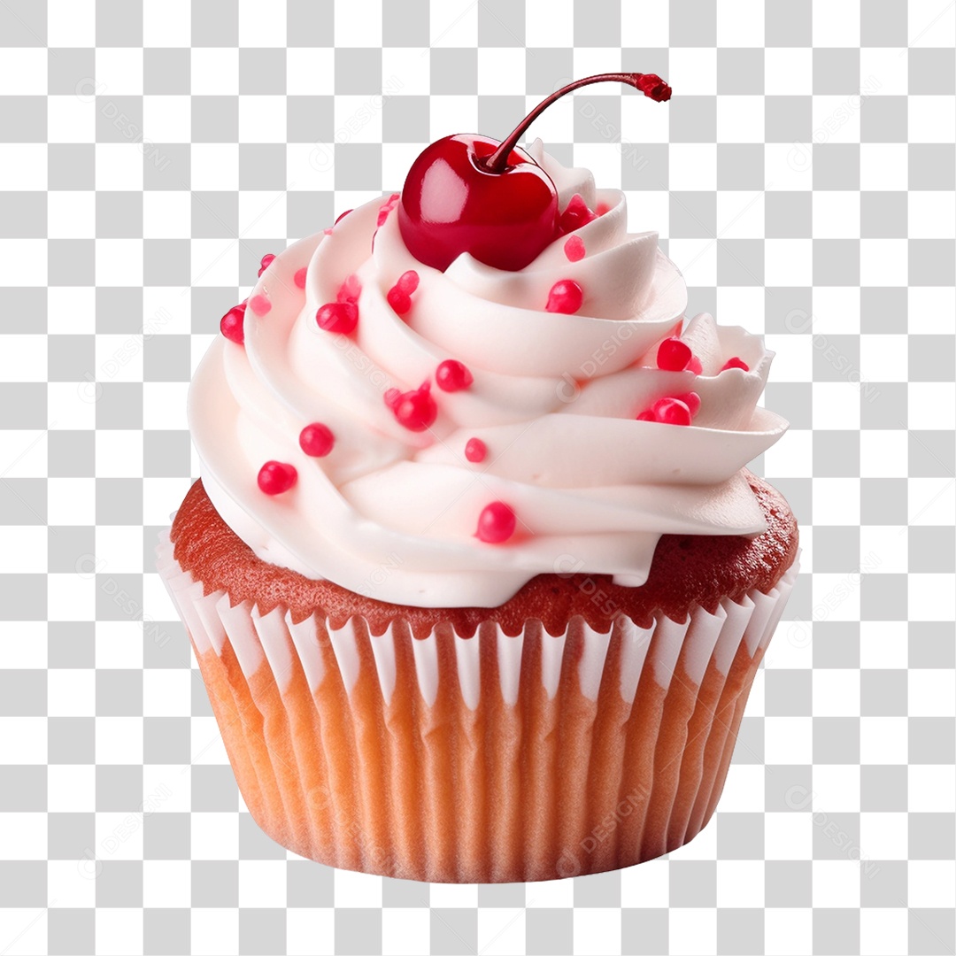 Cupcake de Morango PNG Transparente