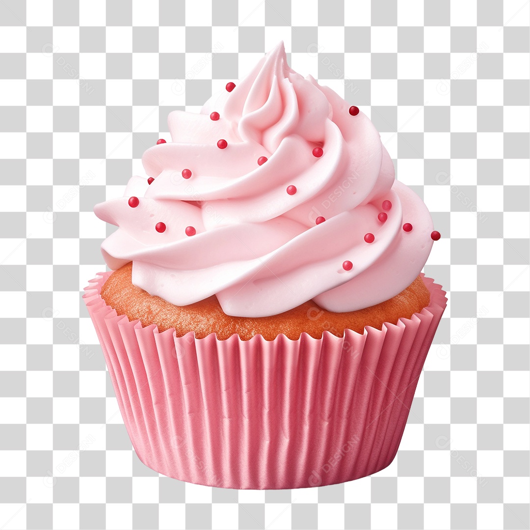 Cupcake de Morango PNG Transparente