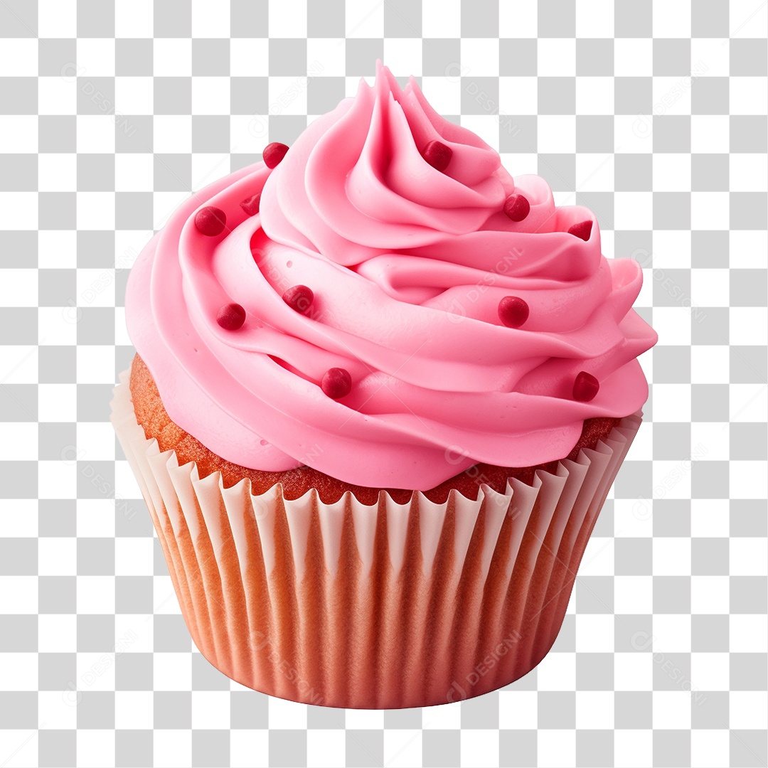 Cupcake de Morango PNG Transparente