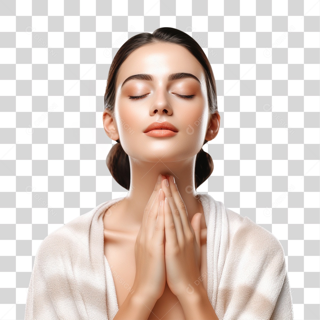 Mulher se Sentindo Bem PNG Transparente