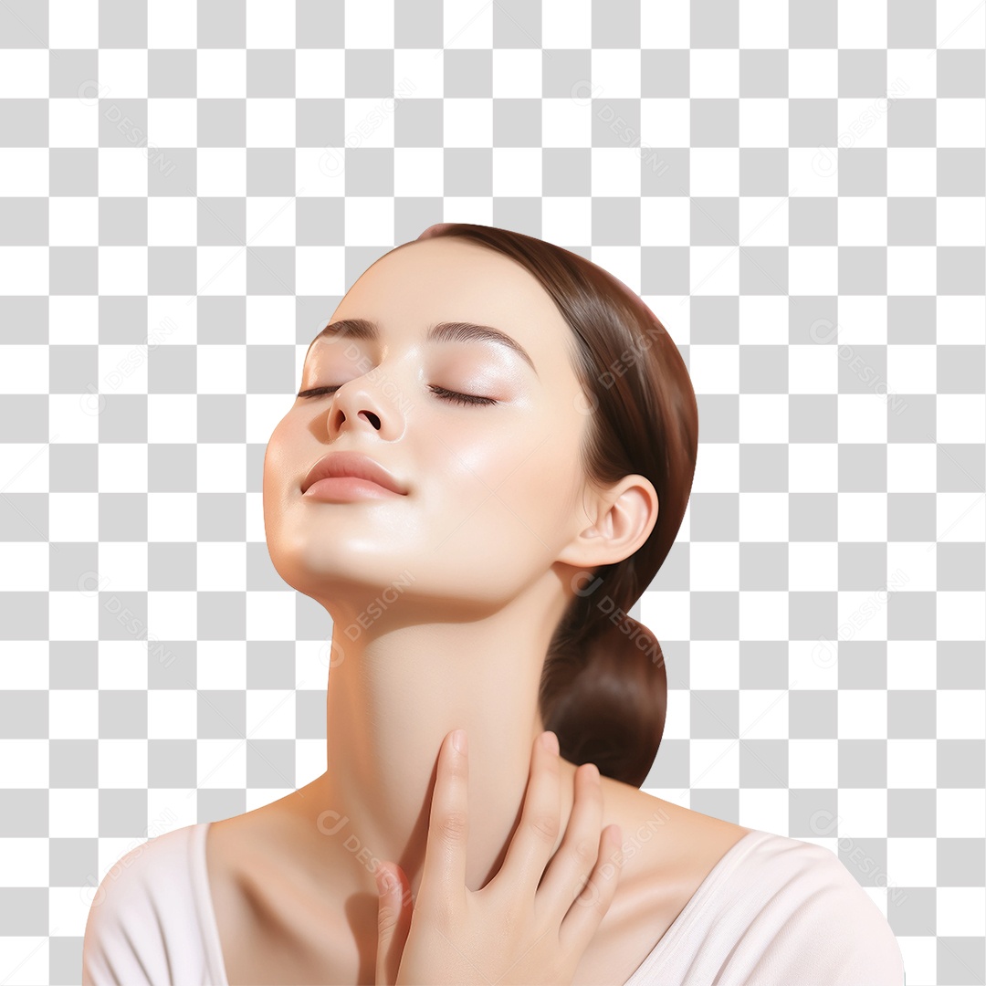 Mulher se Sentindo Bem PNG Transparente