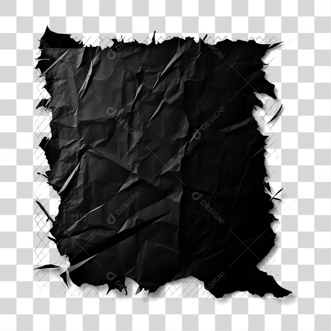Pedaço de Papel Preto Rasgado PNG Transparente