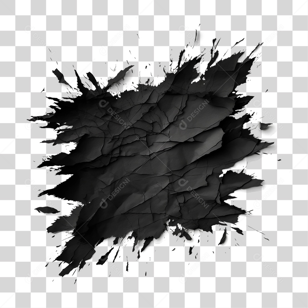 Pedaço de Papel Preto Rasgado PNG Transparente