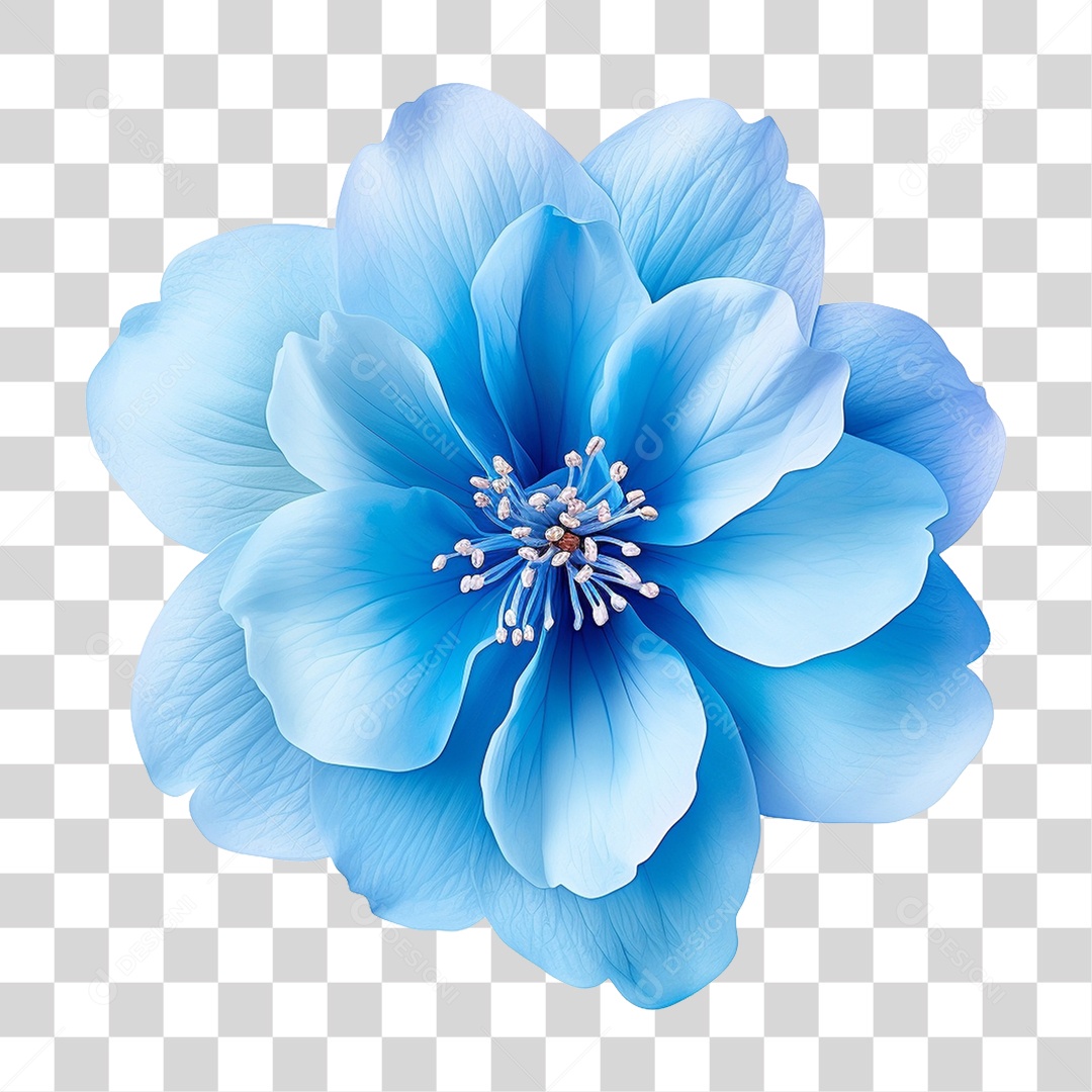 Flor Azul PNG Transparente