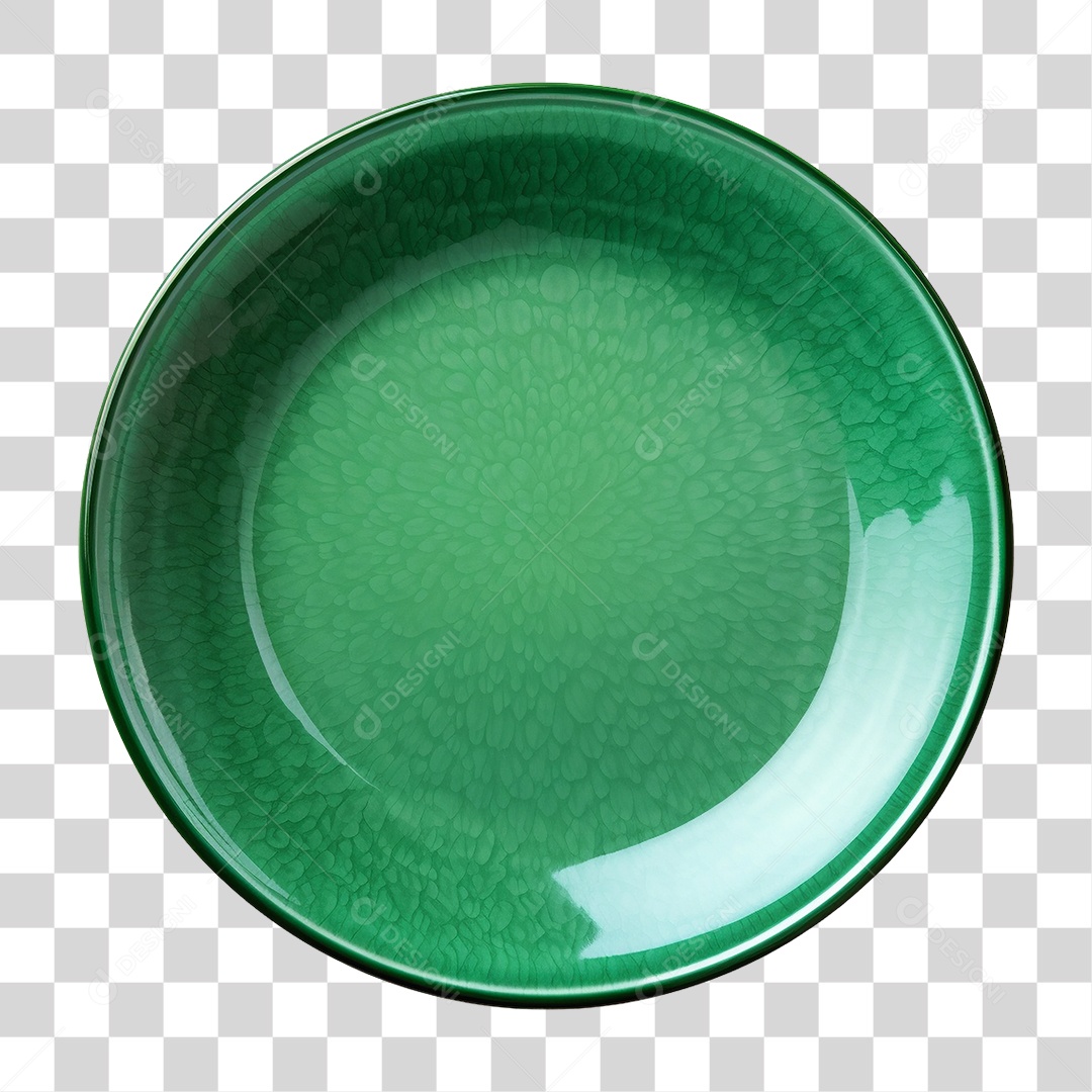 Prato de Cerâmica Verde PNG Transparente