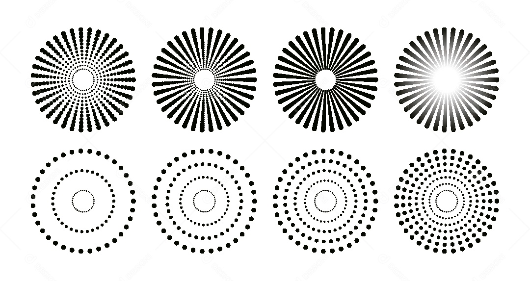 Conjunto de Pontos Pretos Circulares Ilustração Vetor EPS