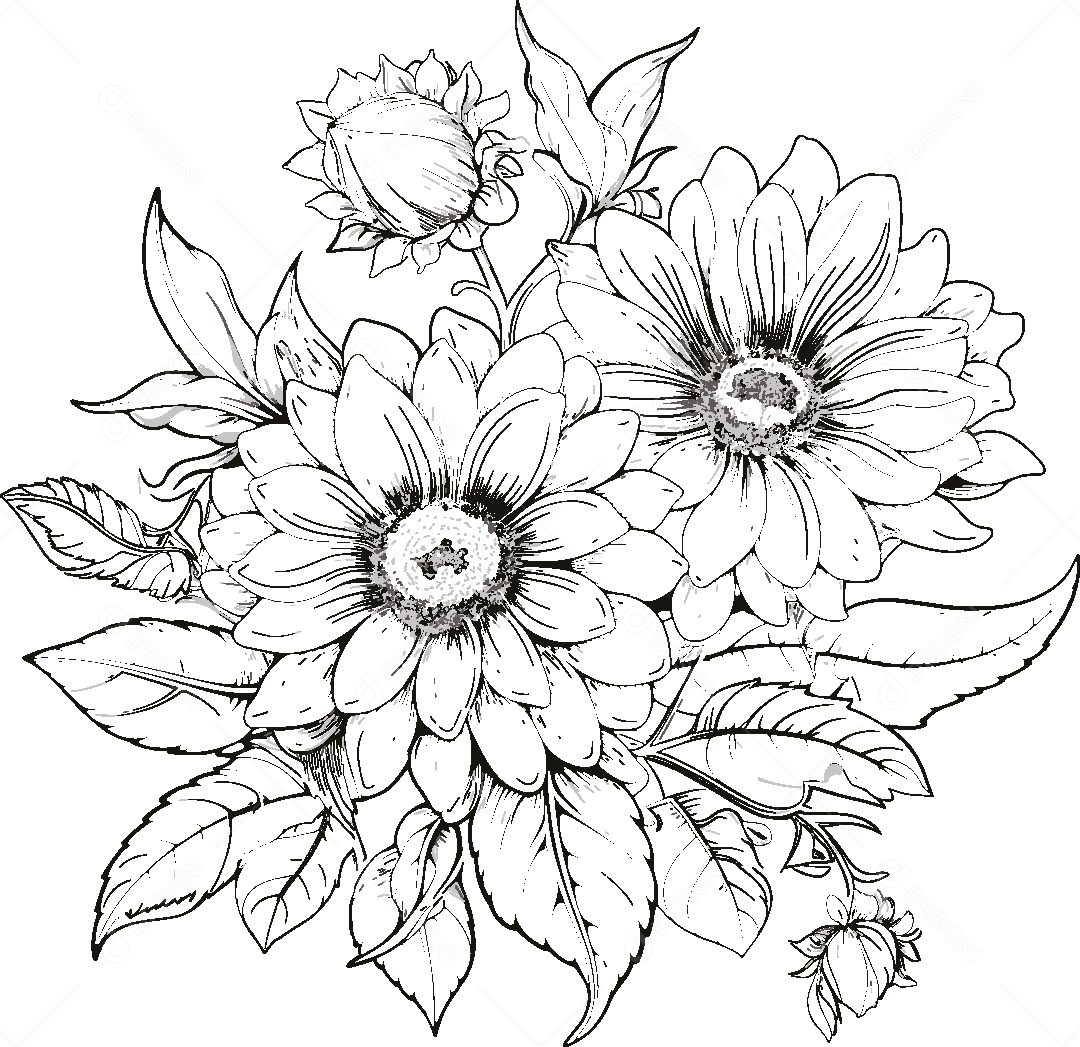 Desenho de Flores Vetor EPS