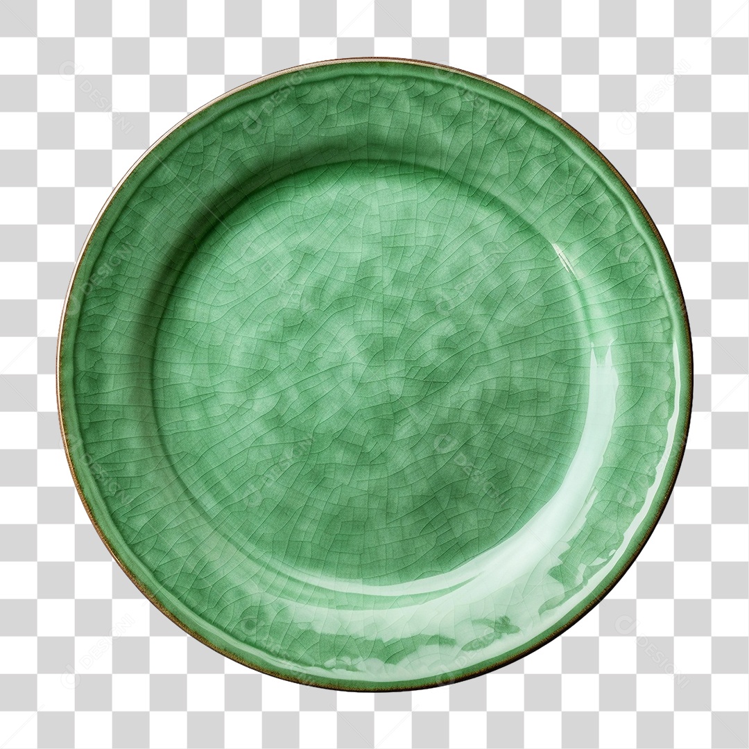 Prato de Cerâmica Verde PNG Transparente