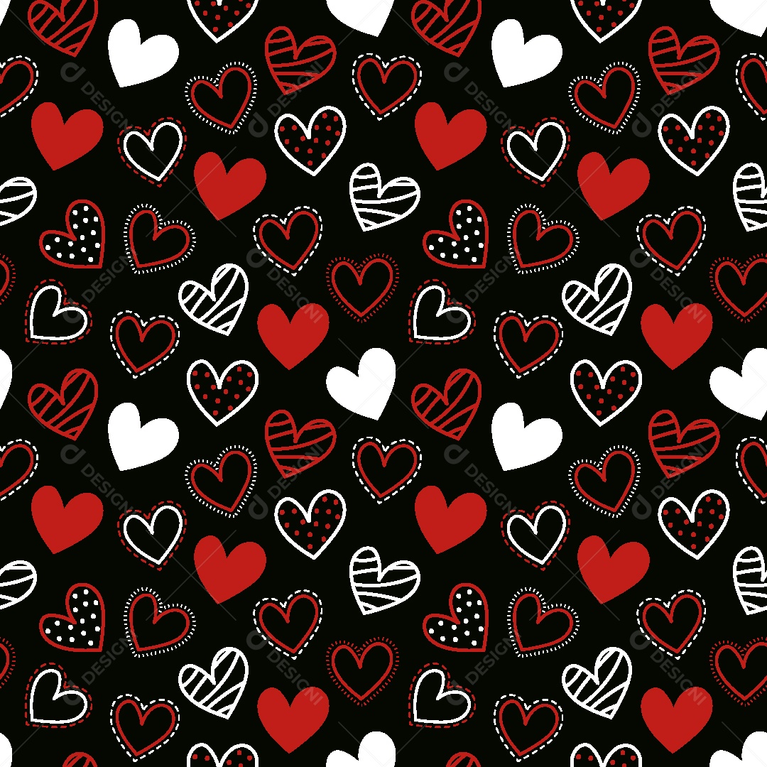 Padrão de Corações Ilustração Vetor EPS