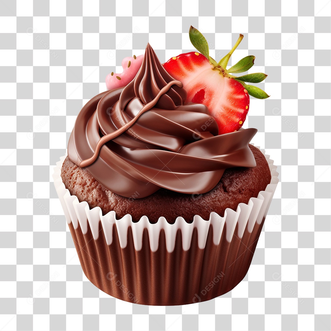 Cupcake de Chocolate PNG Transparente