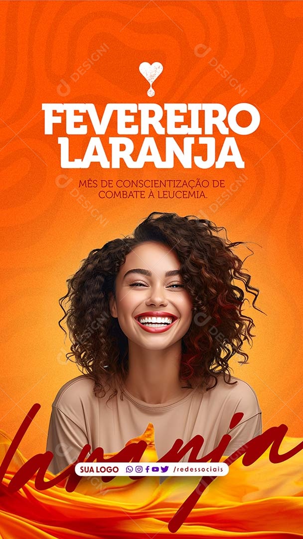 Story Fevereiro Laranja Mês de Conscientização de Combate a Leucemia Social Media PSD Editável