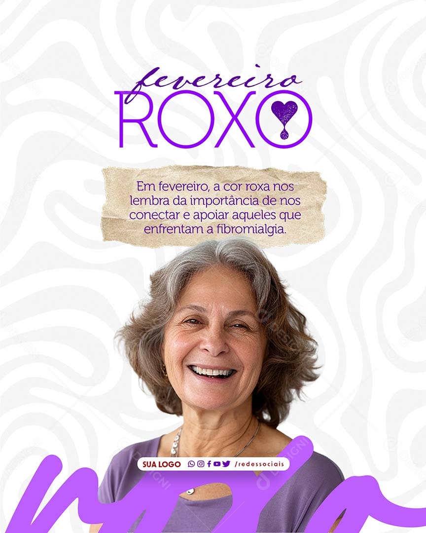 Fevereiro Roxo a Cor Roxa Lembra da Importância de nos Conectar e Apoiar Social Media PSD Editável
