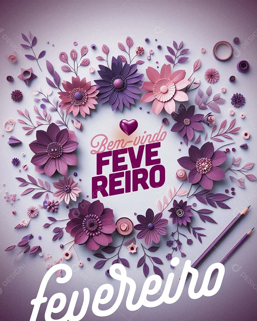 Bem-vindo Fevereiro Social Media PSD Editável