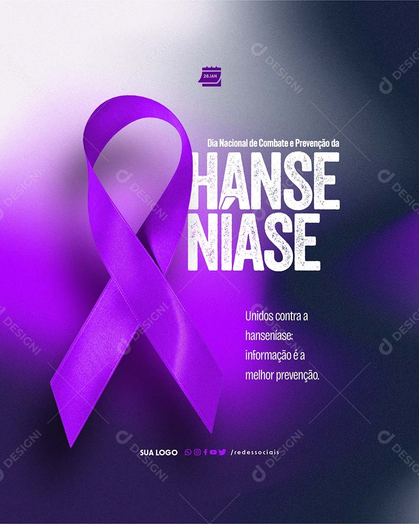 Dia Nacional de Combate e Prevenção da Hanseníase Unidos Contra Social Media PSD Editável
