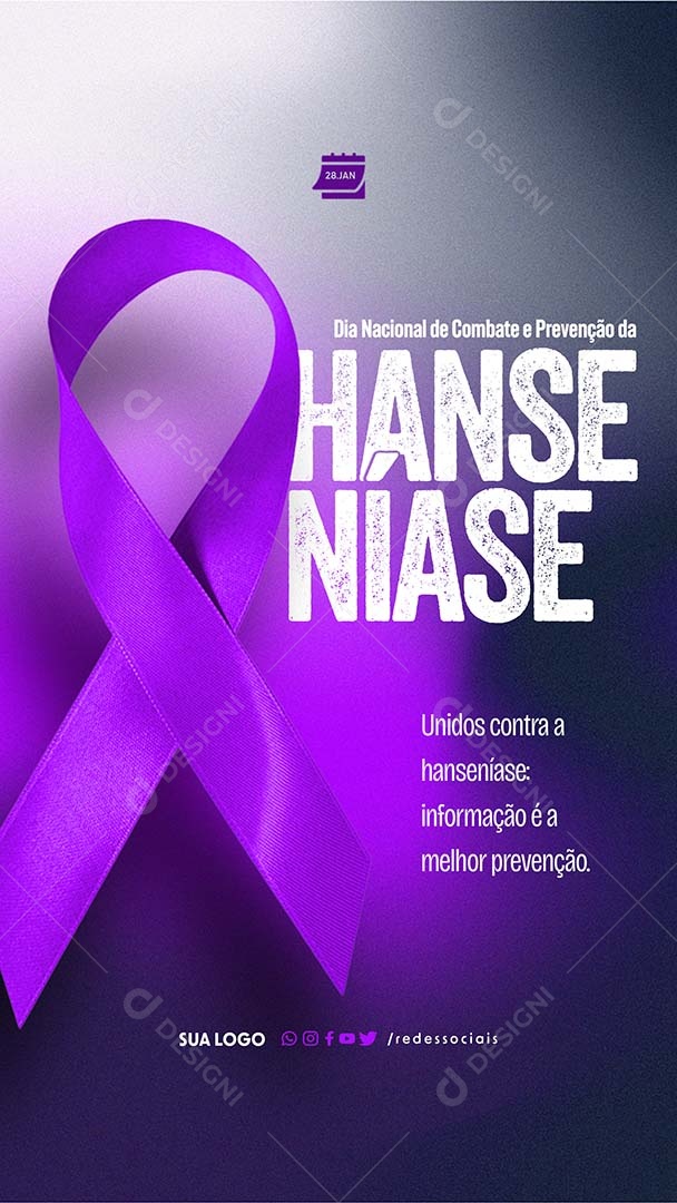 Story Dia Nacional de Combate e Prevenção da Hanseníase Unidos Contra Social Media PSD Editável