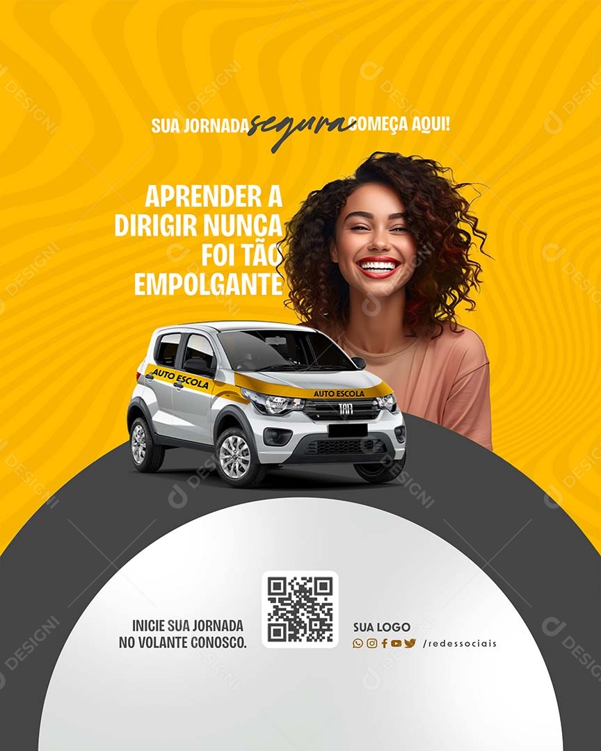 Aprender a Dirigir Nunca foi tão Empolgante Social Media PSD Editável