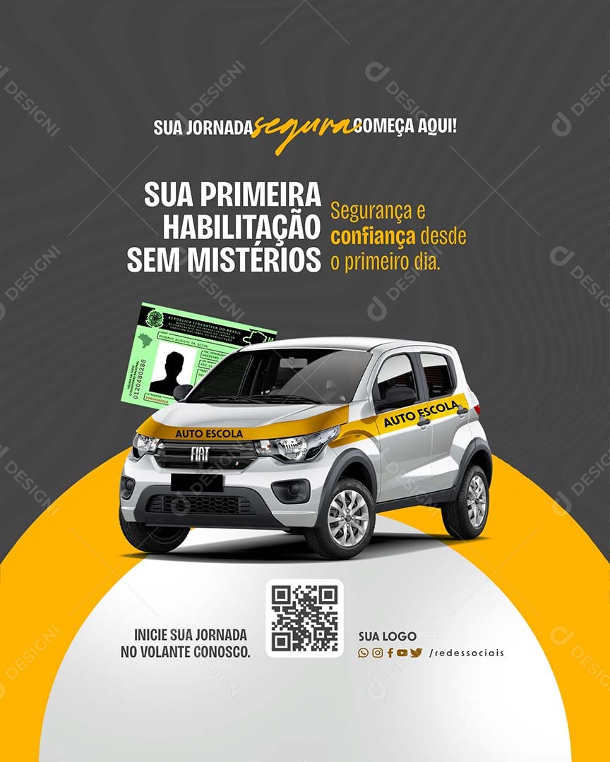 Sua Primeira Habilitação sem Mistério Segurança e Confiança Desde o Primeiro Dia Social Media PSD Editável