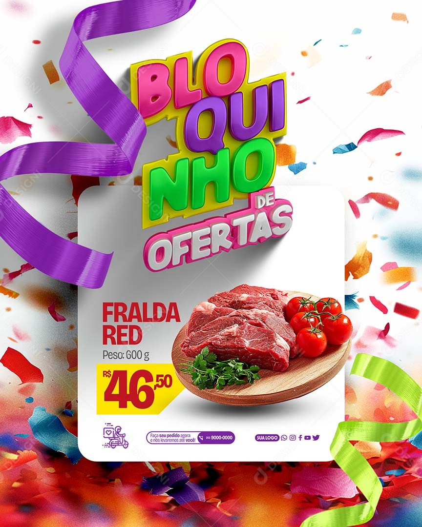 Bloquinho de Ofertas Fralda Red Social Media PSD Editável