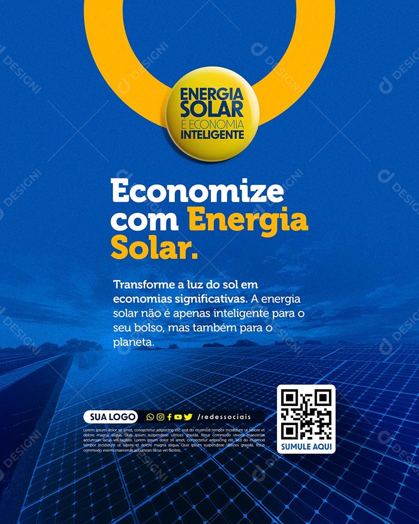 Economize com Energia Solar Social Media PSD Editável