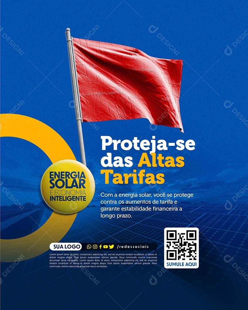 Energia Solar é Economia Inteligente Proteja-se da Altas Tarifas Social Media PSD Editável