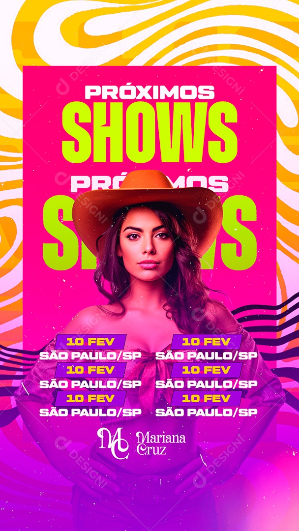 Story Flyer Carnaval Próximos Shows Mariana Cruz Social Media PSD Editável