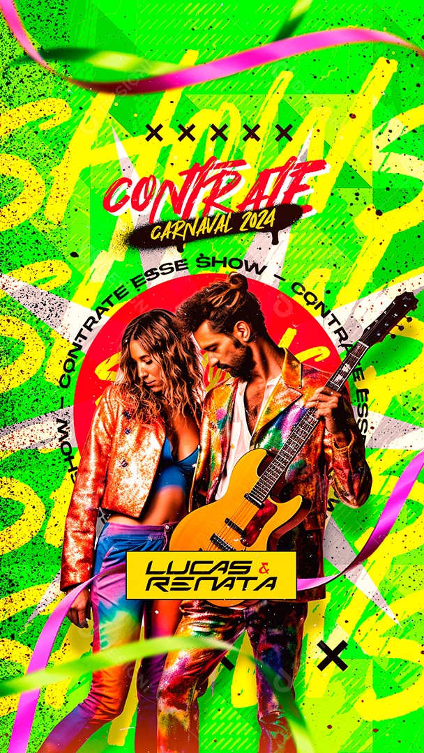 Story Flyer Contrate Carnaval 2024 Lucas & Renata Social Media PSD Editável